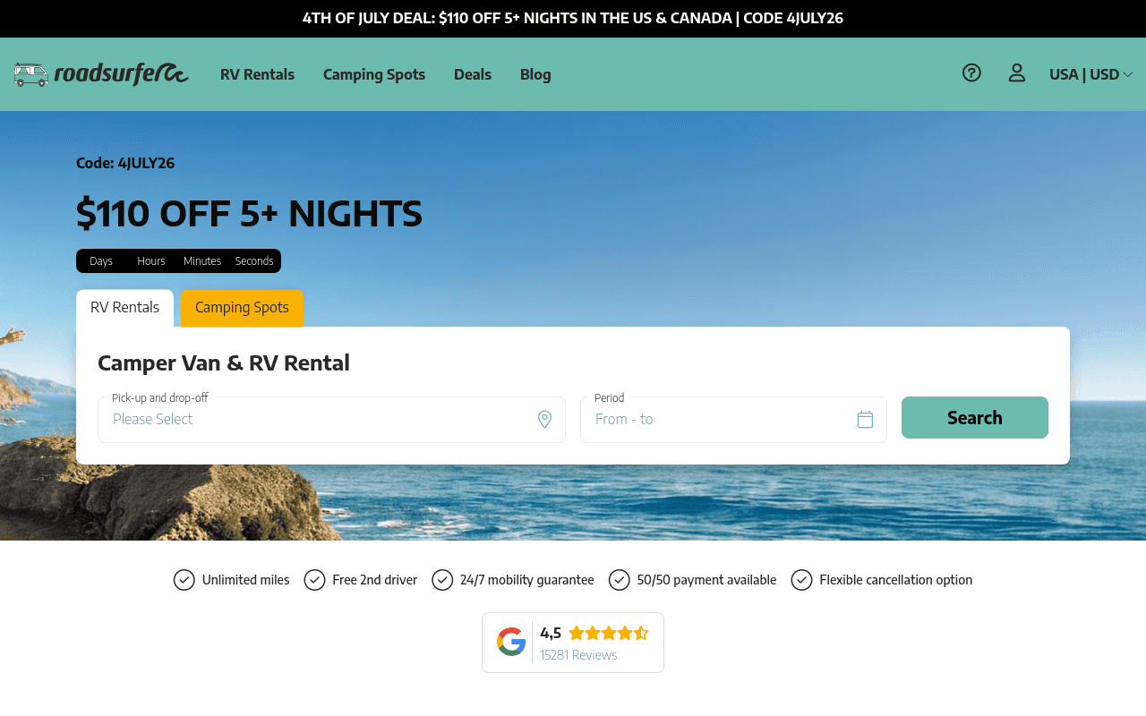 Roadsurfer website