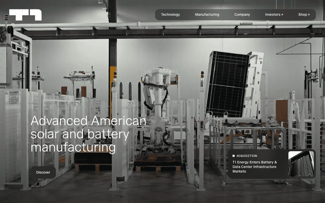 T1 Energy website
