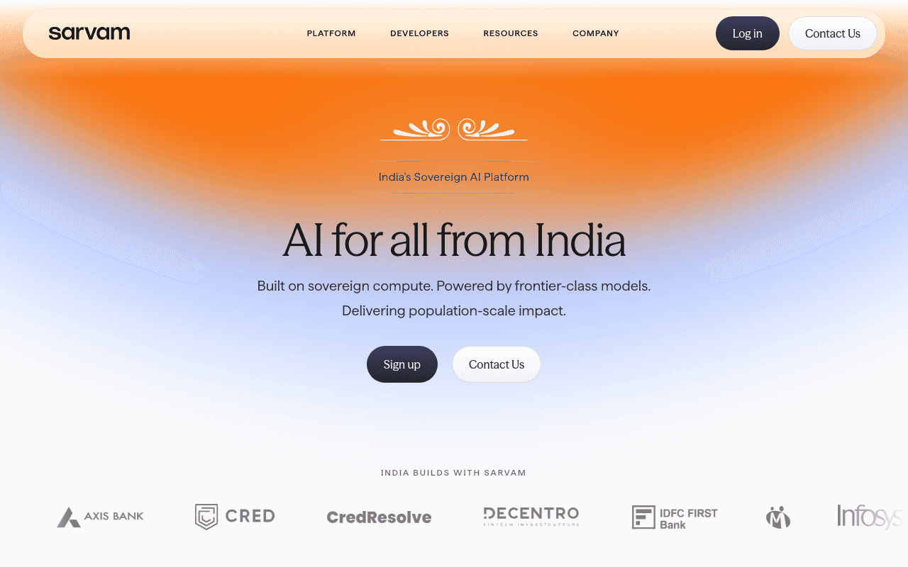 Sarvam website